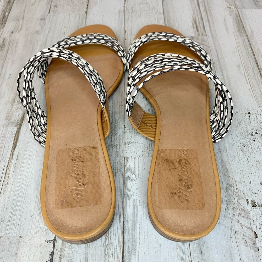 Madewell Tan Sandal with Braided Black and White Straps - Picture 5 of 11